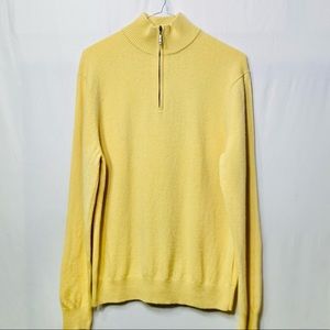 Qi New York Men’s Yellow Large 100% Cashmere Sweater